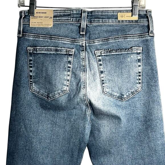 NWT AG Farrah Boot Crop Jeans Size 29 High Rise Distressed Vintage Wash Flare - Picture 5 of 9
